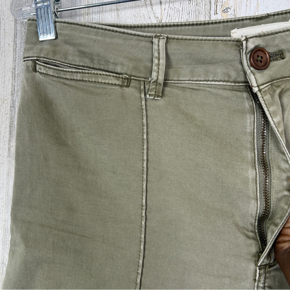 Anthropologie Wide Leg Chino Pants Women's 8 Earthy Green Boho Chic Fall Casual - Picture 6 of 15